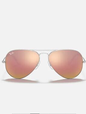 Ray-Ban Men’s Aviator Sunglasses - 
Silver Frame with Rose / copper flash Lenses